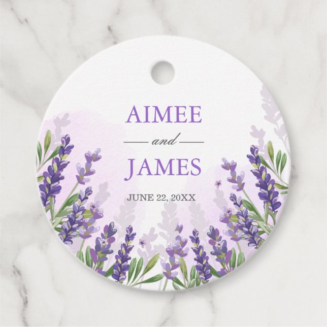 Étiquettes Cadeau Aquarelle Lavande Romatique Floral Rustique Purple (Devant)