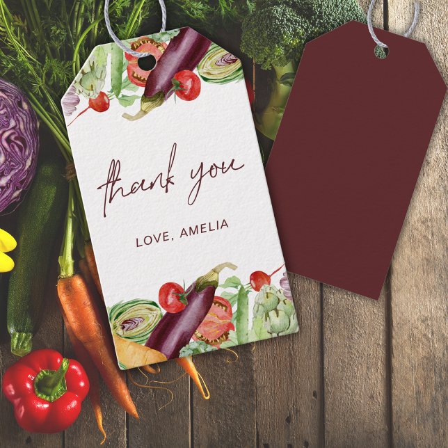 Étiquettes-cadeau Aquarelle Légumes Neutre Baby shower genre (Créateur téléchargé)