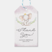Aquarelle Lilac Bébé Eléphant Anniversaire Merci