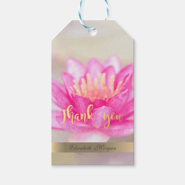 Étiquettes-cadeau Aquarelle Lotus Flower Bokeh (Devant)
