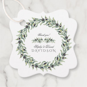 Étiquettes Cadeau Aquarelle luxuriante Branches d'olive Mariage de c