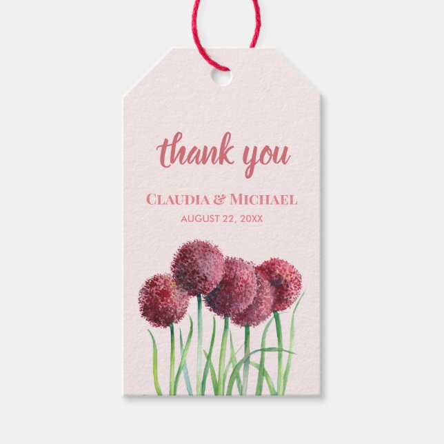 Étiquettes-cadeau Aquarelle mariage violet rose Alliances (Devant)