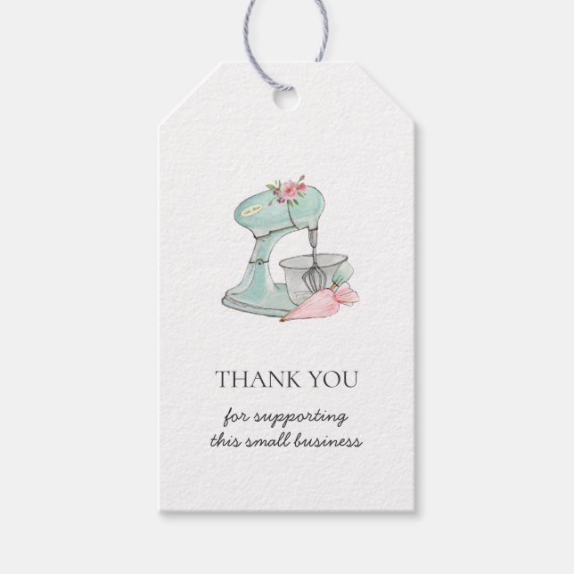Étiquettes-cadeau Aquarelle Mélangeur de cuisine boulangerie Merci é (Devant)