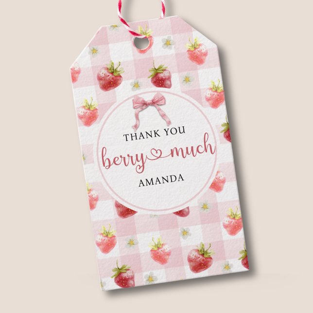 Étiquettes-cadeau Aquarelle Merci fraise Berry beaucoup (Créateur téléchargé)