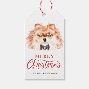 Étiquettes-cadeau Aquarelle mignonne Chien roumain Joyeux Noël