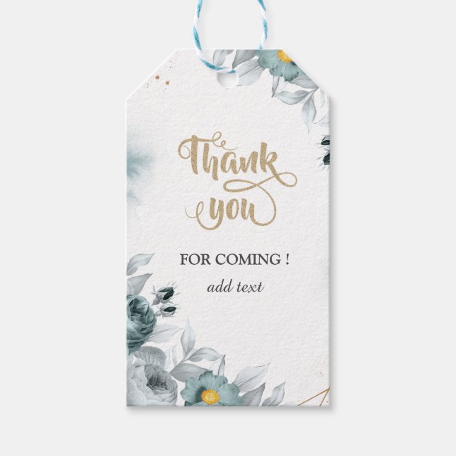 Étiquettes-cadeau Aquarelle Mint Roses verts (Devant)