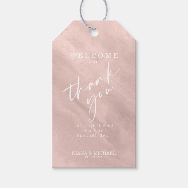 Étiquettes-cadeau Aquarelle moderne Ajouter un Rose de message Gold  (Devant)