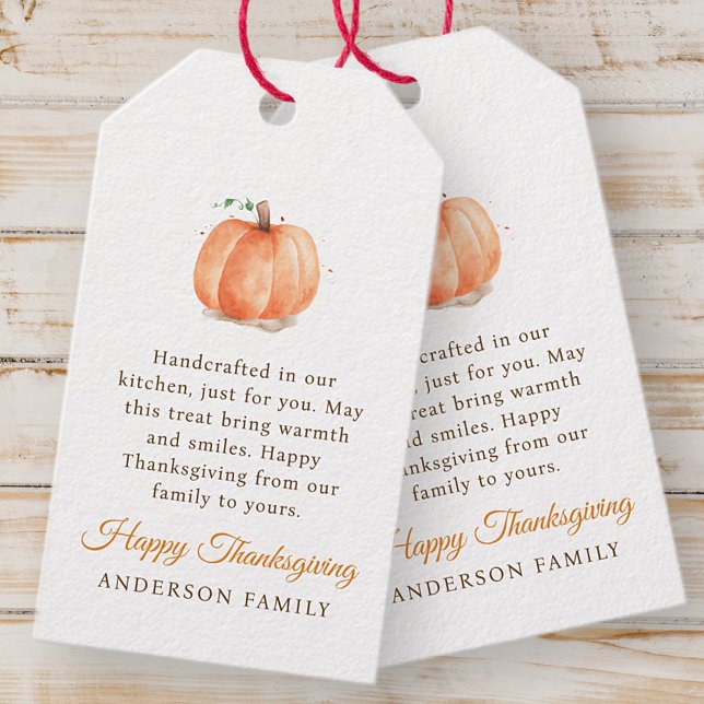 Étiquettes-cadeau Aquarelle moderne Citrouille d'automne Thanksgivin (Créateur téléchargé)