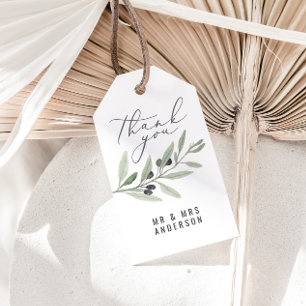 Étiquettes Cadeau Aquarelle moderne olive botanique de mariage faveu