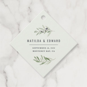 Étiquettes Cadeau Aquarelle moderne olivier branche mariage