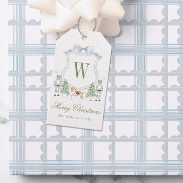Étiquettes-cadeau Aquarelle Monogramme Cimetière initial (Créateur téléchargé)