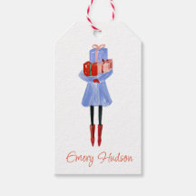 Aquarelle Noël Fashion Girl with Presents