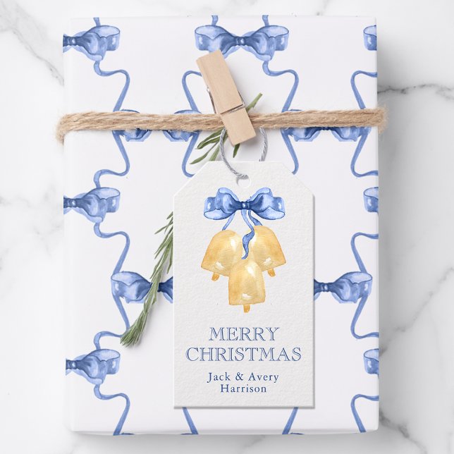 Étiquettes-cadeau Aquarelle Noël ou cloches Mariages (Créateur téléchargé)