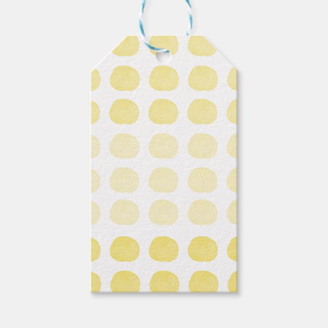 Étiquettes-cadeau Aquarelle or jaune mignonne joyeux art Pois (Devant)