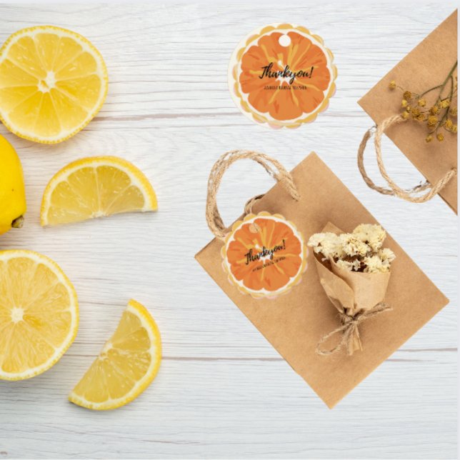Étiquettes Cadeau Aquarelle Orange agrumes Fruits Douche nuptiale (Créateur téléchargé)