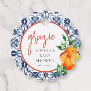 Étiquettes Cadeau Aquarelle Orange Italien Grazie Favoriser Tags