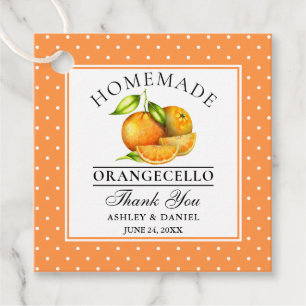 Étiquettes Cadeau Aquarelle Oranges Dots Orangecello Mariage Merci