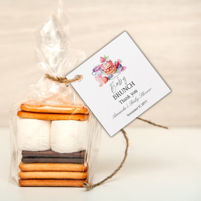 Étiquettes Cadeau Aquarelle Pancake Baby Brunch Douche (Créateur téléchargé)