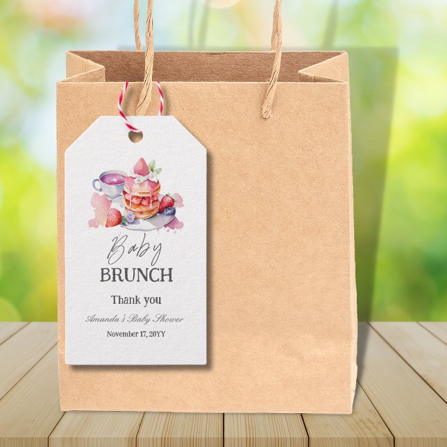 Étiquettes-cadeau Aquarelle Pancake Baby Brunch Douche (Créateur téléchargé)