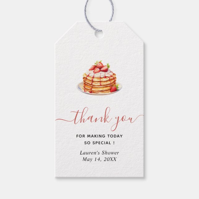 Étiquettes-cadeau Aquarelle Pancakes Brunch Merci de douche nuptiale (Devant)
