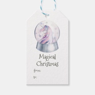 Étiquettes-cadeau Aquarelle Parties scintillant Unicorn hiver vacanc