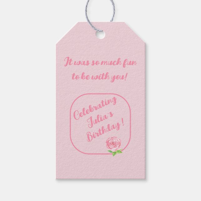 Étiquettes-cadeau Aquarelle peinte à la main Rose ANNIVERSAIRE (Devant)