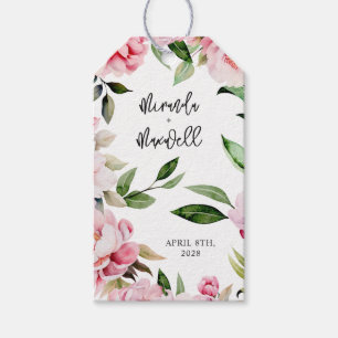 Étiquettes-cadeau Aquarelle Peony Magnolia Mariage rose