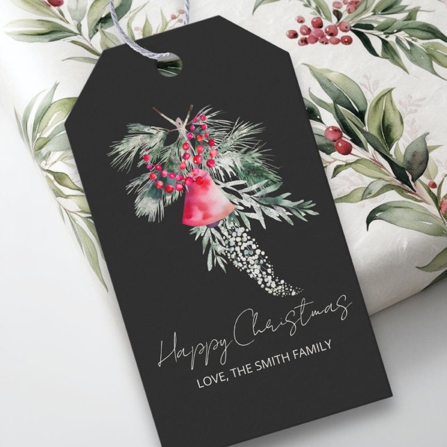 Étiquettes-cadeau Aquarelle personnalisée Abstraits Feuilles d'hiver (Créateur téléchargé)