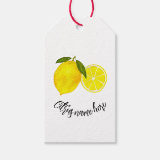 Étiquettes-cadeau Aquarelle personnalisée Citron jaune