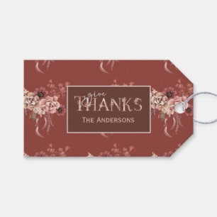 Étiquettes-cadeau Aquarelle personnalisée Floral Thanksgiving