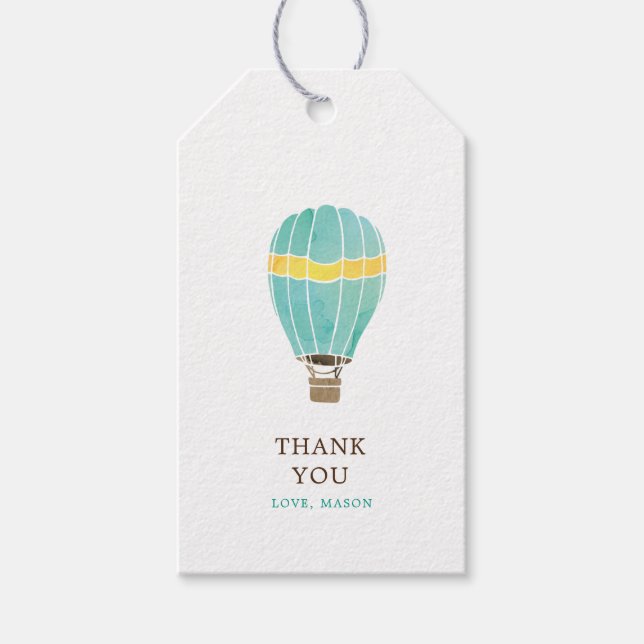 Étiquettes-cadeau Aquarelle personnalisée Merci de ballon à air chau (Devant)