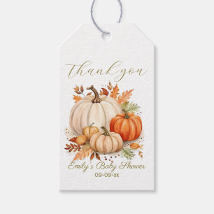 Étiquettes-cadeau Aquarelle Petit Baby shower Citrouille Merci