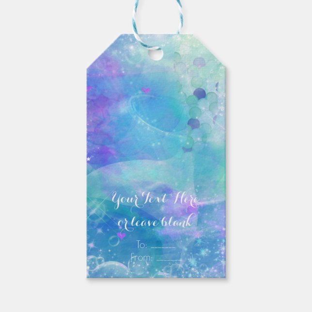 Étiquettes-cadeau Aquarelle Queue de sirène Anniversaire Fête Favori (Devant)