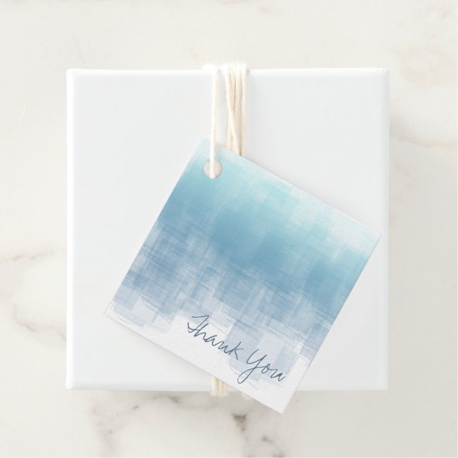 Étiquettes Cadeau Aquarelle Réflexions Merci Dusty Blue ID774 (En situation)