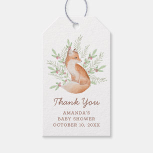 Étiquettes-cadeau Aquarelle renard mignon. Baby shower animal merci
