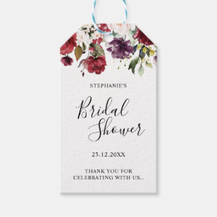 Étiquettes-cadeau Aquarelle romantique rose rouge burgundy blush flo