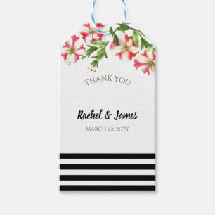 Étiquettes-cadeau Aquarelle rose blanc Pétunias Mariage floral