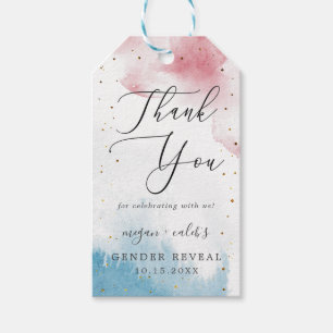 Étiquettes-cadeau Aquarelle rose bleu Sexe Reveal Party Favoriser