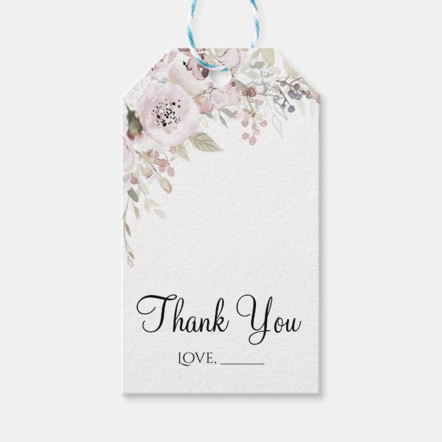 Étiquettes-cadeau Aquarelle rose douce Élégante Mariage florale (Devant)
