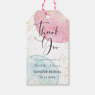Étiquettes-cadeau Aquarelle rose et bleu Fête de révélation de genre