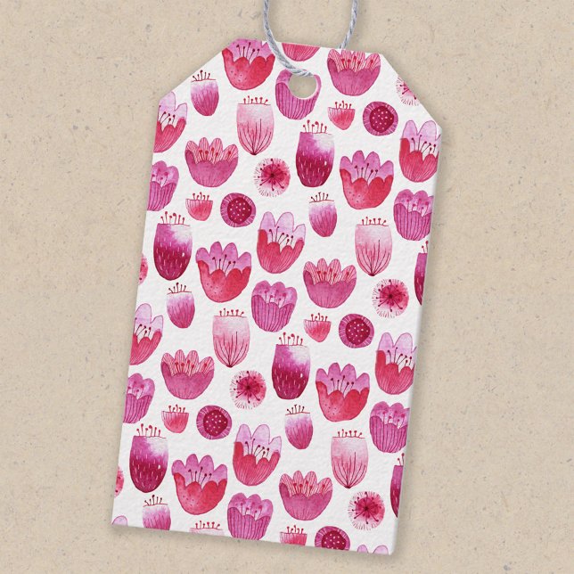 Étiquettes-cadeau Aquarelle rose fleurie (Créateur téléchargé)