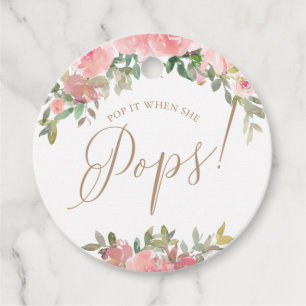 Étiquettes Cadeau Aquarelle rose Floral Baby shower Vin bouteille