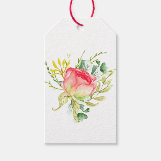 Étiquettes-cadeau Aquarelle Rose Garden Bouquet Rose (Devant)