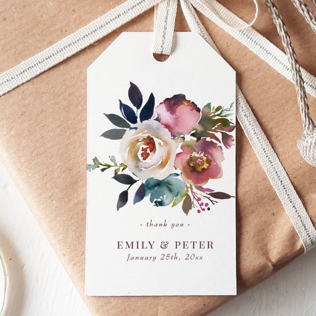 Étiquettes-cadeau Aquarelle Rose Mariage Fête des mariées Favoriser (Créateur téléchargé)