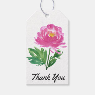 Étiquettes-cadeau Aquarelle rose Merci Floral
