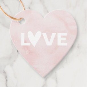 Étiquettes Cadeau Aquarelle rose pâle Coeur Aimer Favoriser les étiq