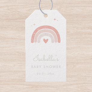 Étiquettes-cadeau Aquarelle rose Rainbow Girl Baby shower