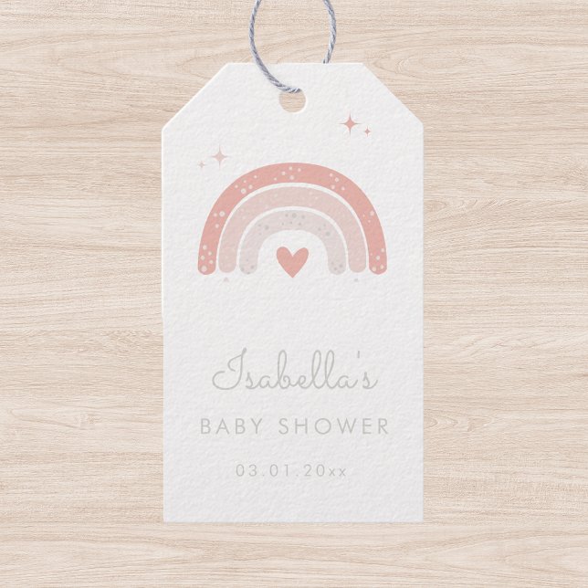 Étiquettes-cadeau Aquarelle rose Rainbow Girl Baby shower (Créateur téléchargé)