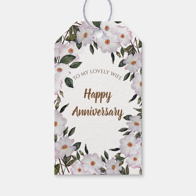Étiquettes-cadeau Aquarelle rose Roses Ballerina Joyeux Anniversaire (Devant)