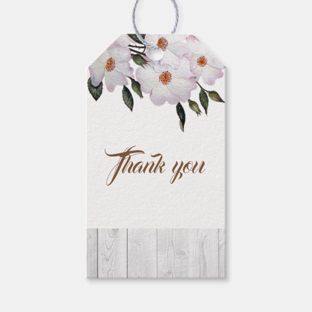 Étiquettes-cadeau Aquarelle rose Roses Ballerina Merci (Devant)